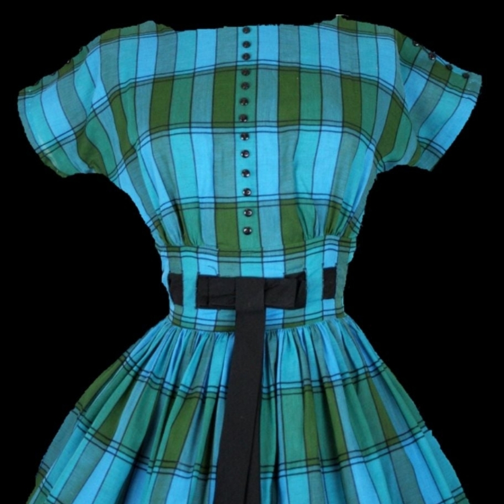 Vintage 1950s Vicki Vaughn Colorful Plaid Dress